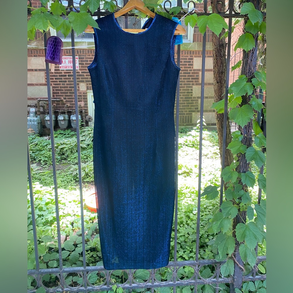 Gorgeous formal blue column dress.